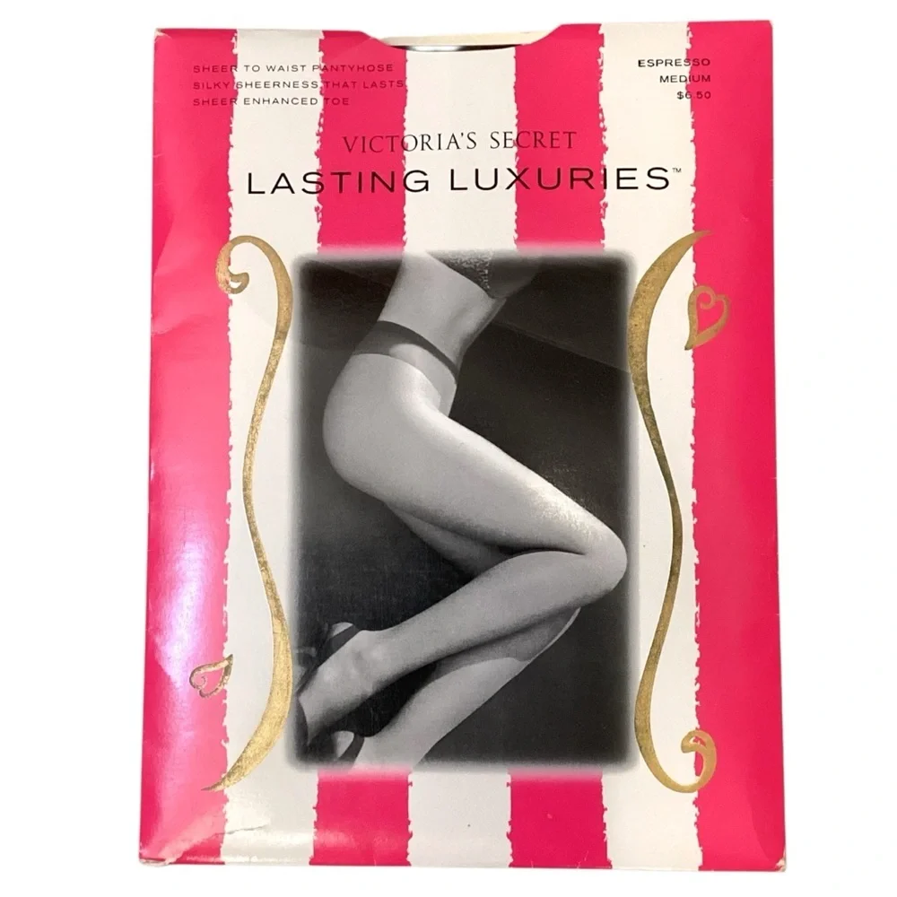 Vintage Victoria’s Secret Lasting Luxuries Pantyhose –‎ Espresso (Medium) NWT